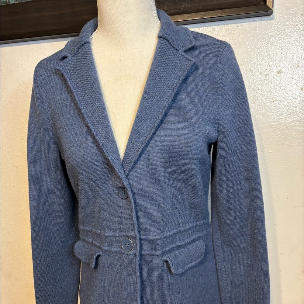 Talbots Blue Merino Wool Sweater Jacket